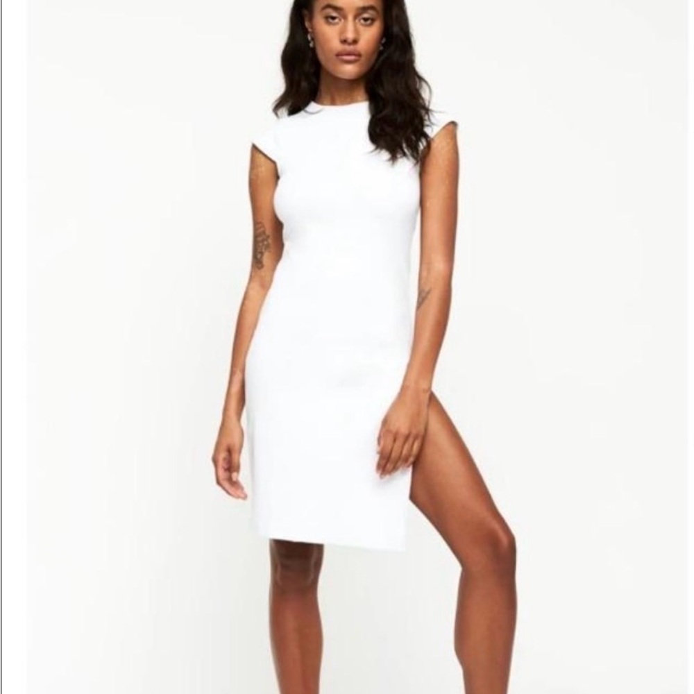 Lioness White Cap Sleeve High Slit Dress